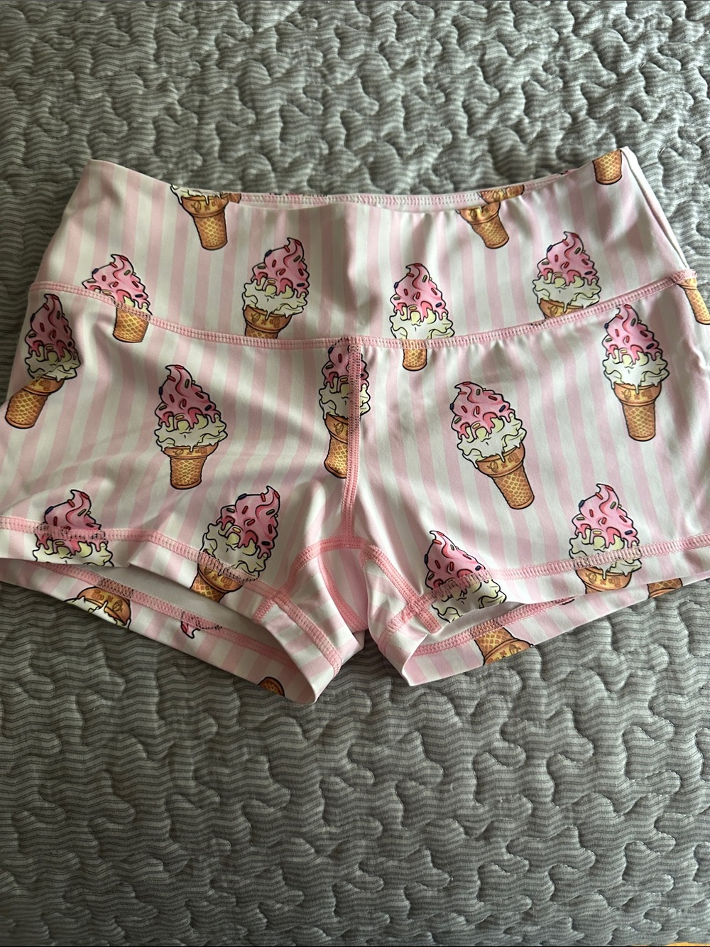 Pink Ice Cream Print High-Rise Bike Shorts